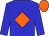 Blue body, orange diamond, blue arms, orange cap