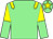 light green, yellow epaulettes, yellow and light green halved sleeves, yellow star on cap