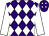 Purple and white diamonds, white sleeves