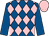 Royal blue & pink diamonds, royal blue sleeves, pink cap