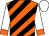 Orange and black diagonal stripes, white sleeves, orange cuffs, white cap