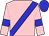 Pink, blue sash, pink sleeves, blue armbands and cap