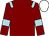 Maroon, light blue epaulets and armlets, white cap