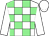 WHITE and LIGHT GREEN check, WHITE sleeves and cap