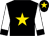 black, gold star, white sleeves, black cuffs, gold star on black cap,