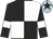 Black and white (quartered), black sleeves, white armlets, light blue cap, black star