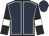 Dark blue, white seams, black sleeves, white armlets, dark blue cap