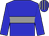 blue, grey hoop, blue cap, grey stripes