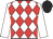 White body, red diamonds, white arms, black cap