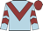 Light blue, burgundy chevron, light blue sleeves, burgundy chevrons and cap