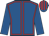 Royal blue, red seams, royal blue sleeves, striped cap