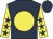 Dark blue, yellow disc, yellow sleeves, dark blue stars