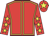 Red, yellow seams, red sleeves, yellow stars, red cap, yellow star