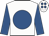 White, royal blue spot, royal blue sleeves, white cap, royal blue spots
