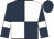 Dark blue and white (quartered), dark blue sleeves, white armlets, dark blue cap