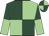 Dark green and light green (quartered), halved sleeves