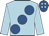 Light blue, large royal blue spots, royal blue cap, light blue spots