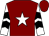 Maroon, white star, white and black chevrons on sleeves