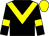 black, yellow chevron, yellow armbands and cap