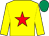 Yellow, red star, emerald green cap