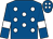 Royal blue, white spots, white armlets
