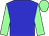 blue, pale green sleeves and cap