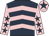 Dark blue, pink chevrons, pink sleeves, dark blue stars, pink cap, dark blue star