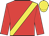 Red, yellow sash, red sleeves, yellow cap