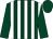 Dark green and white stripes, dark green sleeves and cap