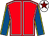 Red, white seams, royal blue sleeves, yellow seams, white cap, maroon star