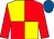 Red & yellow quartered, red sleeves, royal blue cap