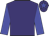 Purple body, blue arms, purple cap, blue star