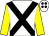White body, black saint's cross andre, yellow arms, white cap, black stars