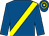 Royal blue, yellow sash, hooped cap