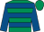 Emerald green, royal blue hoops and sleeves, emerald green cap