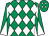 Emerald green and white diamonds, diabolo on sleeves