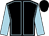 Black, LIght blue seams, light blue arms, black cap