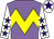 mauve, yellow chevron hoop, purple stars on white sleeves, purple star on white cap