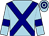light blue, navy cross sashes, armlets and hooped cap