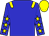 Big-blue body, yellow epaulettes, big-blue arms, yellow stars, yellow cap