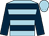 light blue body, dark blue hooped, dark blue arms, light blue cap