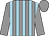 Grey and light blue stripes, grey sleeves and cap