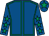 Royal blue, emerald green seams, royal blue sleeves, emerald green stars, royal blue cap, emerald green star