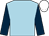 light blue, dark blue sleeves, white cap