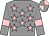 grey, pink stars, grey sleeves, pink armlets, quartered cap