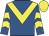 Royal blue, yellow chevron, chevrons on sleeves, yellow cap