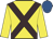 Yellow, brown cross belts, royal blue cap
