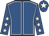 Royal blue, white seams, royal blue sleeves, white stars, royal blue cap, white star