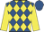 Royal blue & yellow diamonds, yellow sleeves, royal blue cap