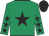Emerald green, black star, black stars on sleeves, black cap